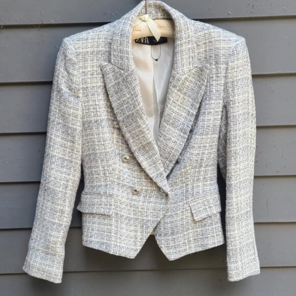 Zara Gray Tweed Blazer - Picture 8 of 9